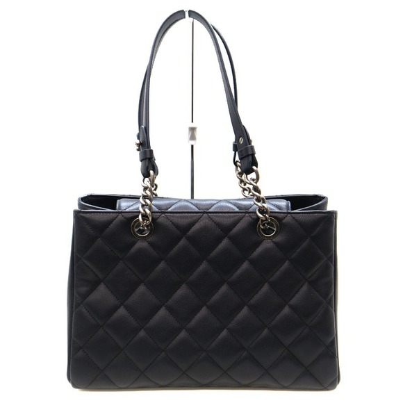 Chanel Bag Navy Leather Tote Matelasse - Picture 1 of 9